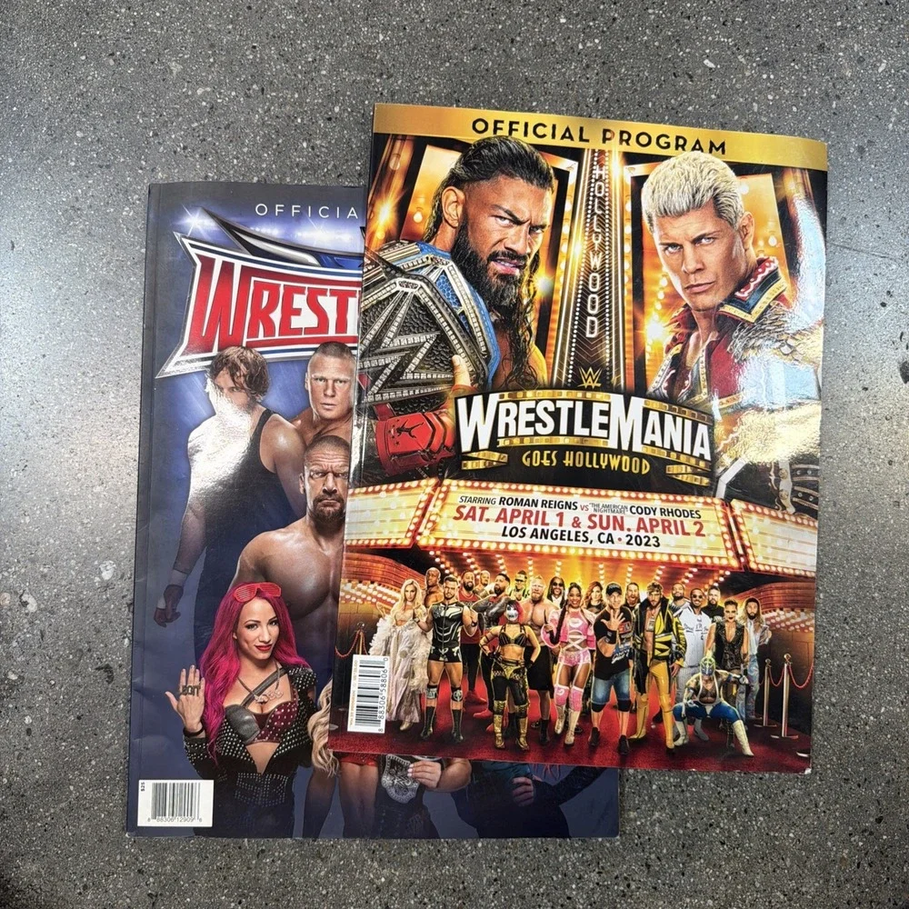WWE Wrestlemania 32 & 39 Official 2016 2023 Programs Mania Goes Hollywood Bundle